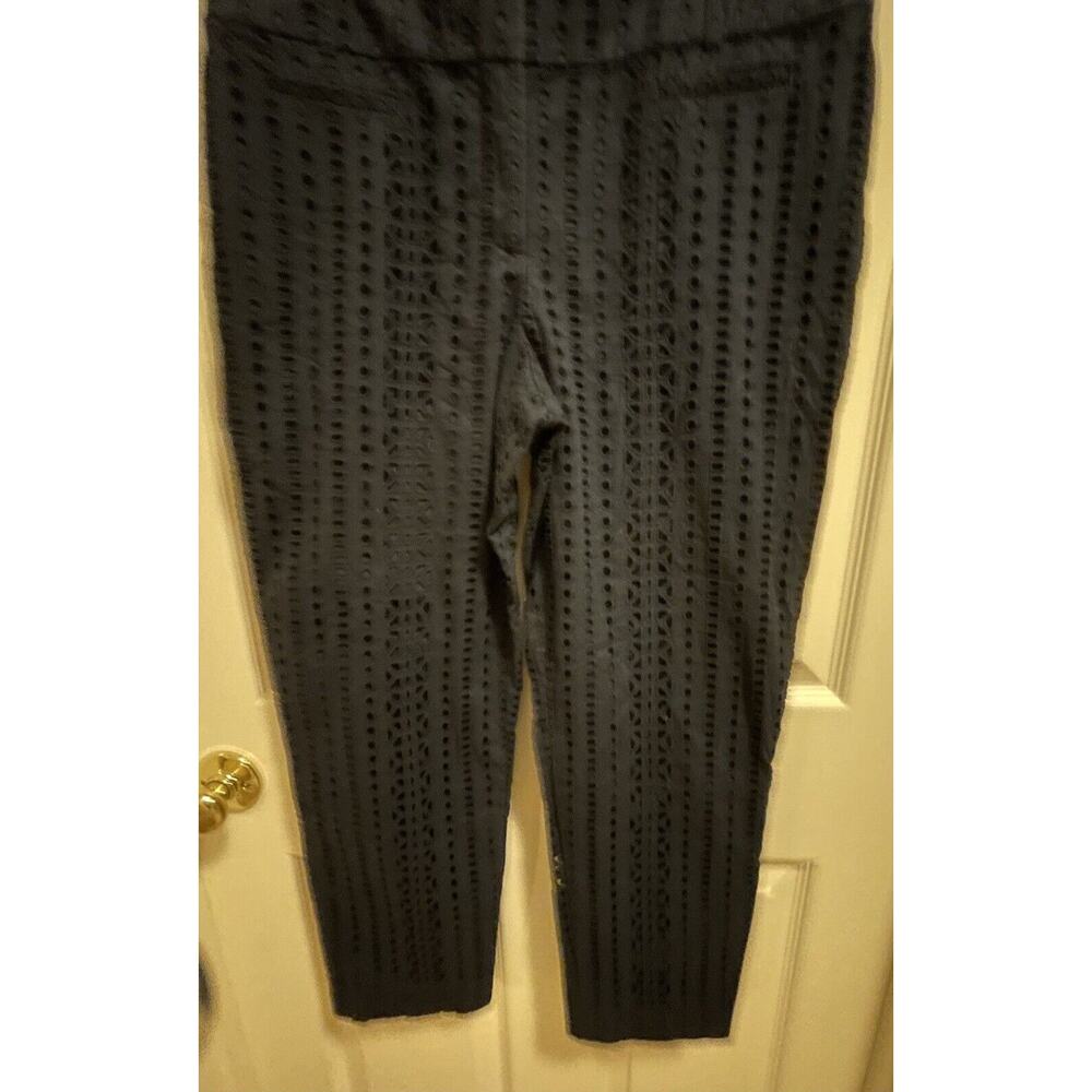 Ann Taylor LOFT Riviera Julie Navy Blue Eyelet Slim Ankle Cropped Pants Womens 4